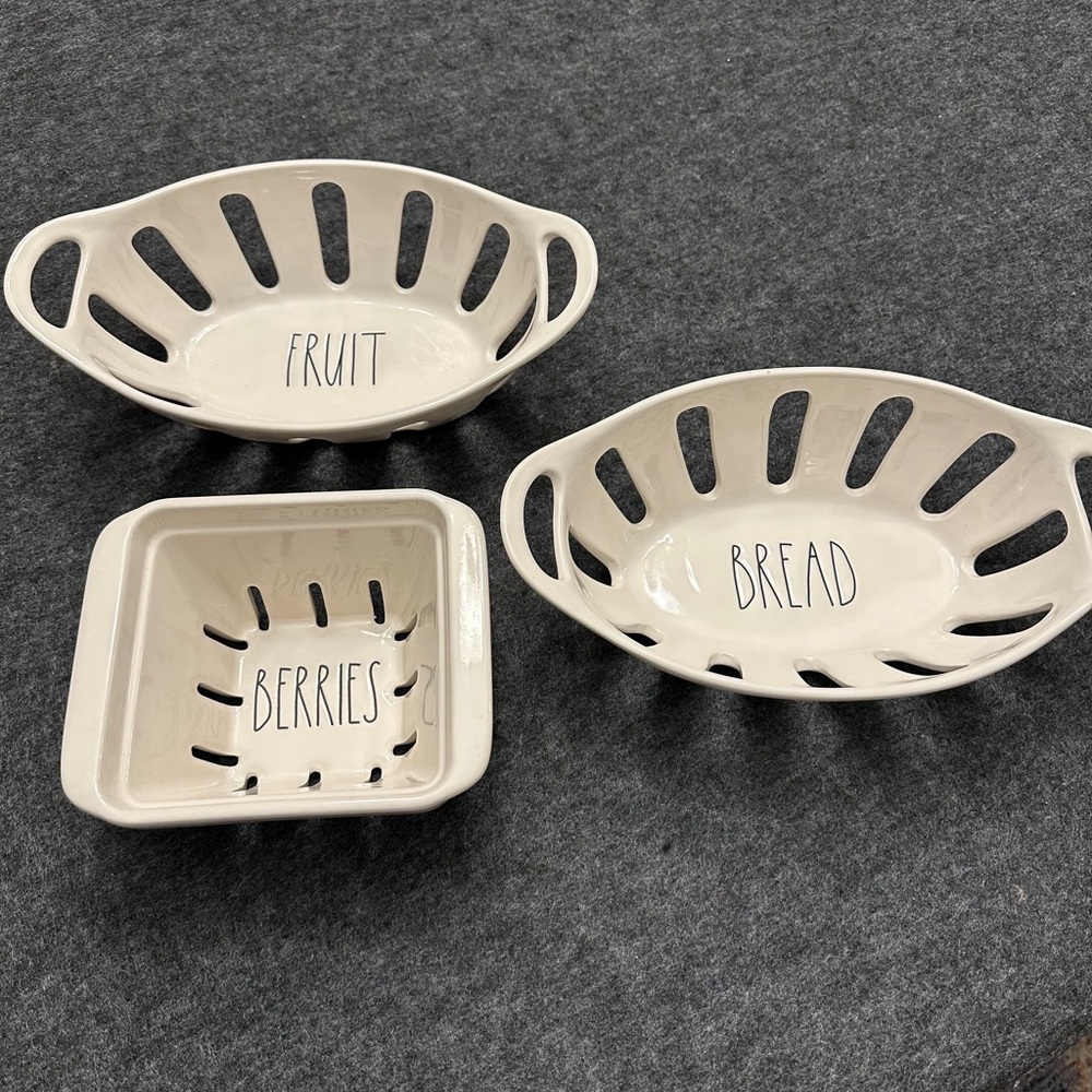 Rae Dunn Set of 3. Fruit and Bread containers. Berry container.